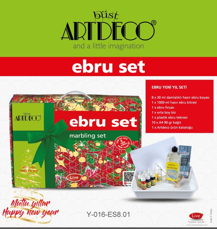 ARTDECO 016 EBRU BAŞLANGIÇ SETİ 8RENK YENİ YIL KONSEPTİ - 1