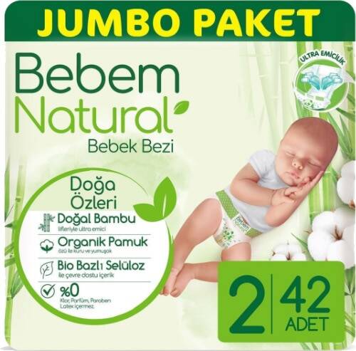 Bebem Natural Çocuk Bezi Jumbo Paket No:2 42 Li*6 - 1