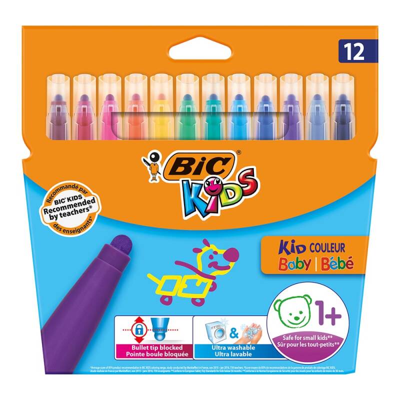 BİC KID COULEUR BABY KEÇELİ KALEM 12 RENK 9020802 - 1