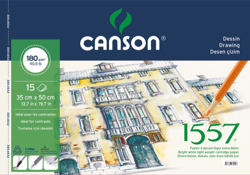 CANSON 1557 ÇİZİM BLK 35X50 180GR 15YP C120153550 - 1