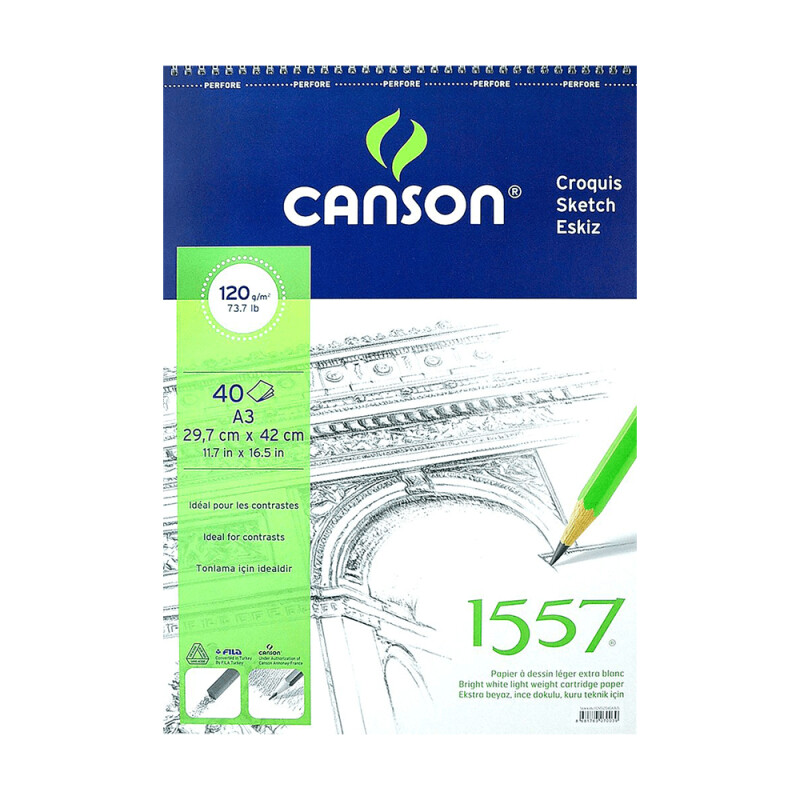 CANSON 1557 ÇİZİM BLOK A3 120GR 40YP C120A340US - 1