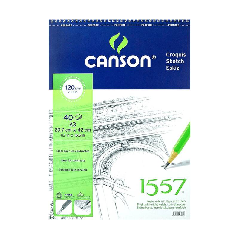 CANSON 1557 ÇİZİM BLOK A3 120GR 40YP C120A340US - 1