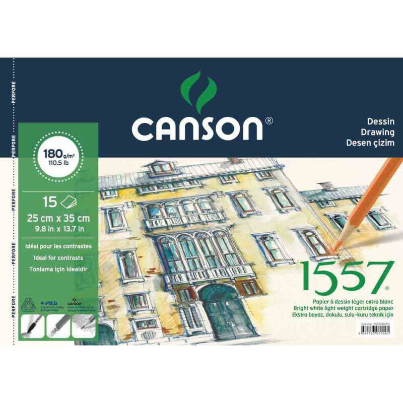 CANSON 1557 ÇİZİM VE RESİM BLOK 25X35 180GR 15YP 180152535 - 1