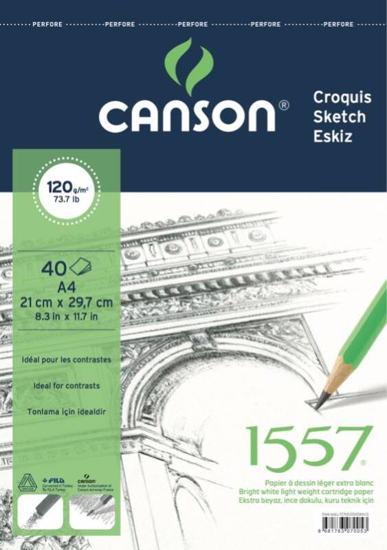 CANSON 1557 RESİM VE ÇİZİM BLOK 120GR A4 40YP - 1