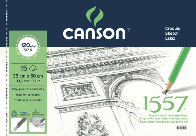 CANSON 1557 RESİM VE ÇİZİM BLOK 35X50 120GR 15YP 120153550 - 1