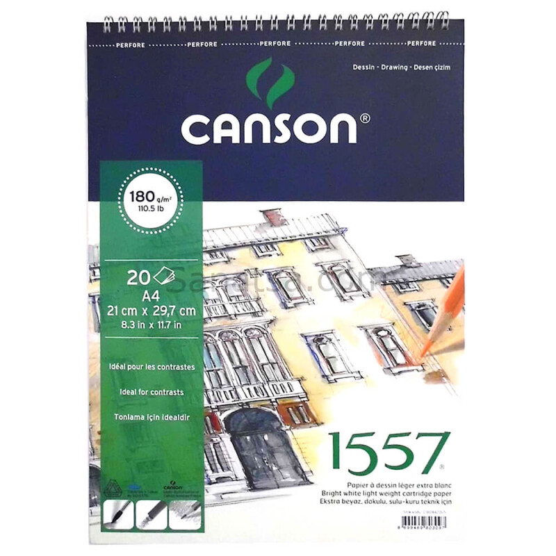 CANSON ÇİZİM VE ÇİZİM BLOK 180GR A4 20YP 18020A4US - 1