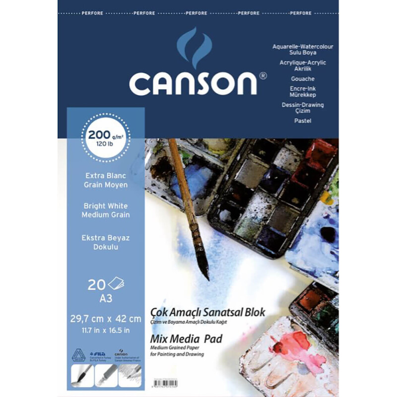 CANSON ÇOK AMAÇLI RESİM BLOK 200GR A3 20020A3US - 1