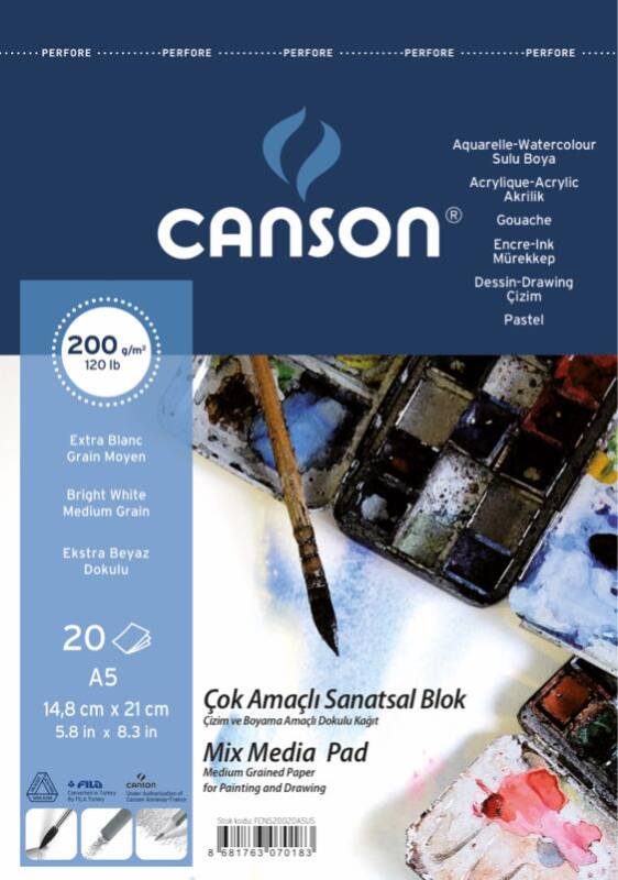 CANSON ÇOK AMAÇLI RESİM BLOK 200GR A5 520020A5US - 1