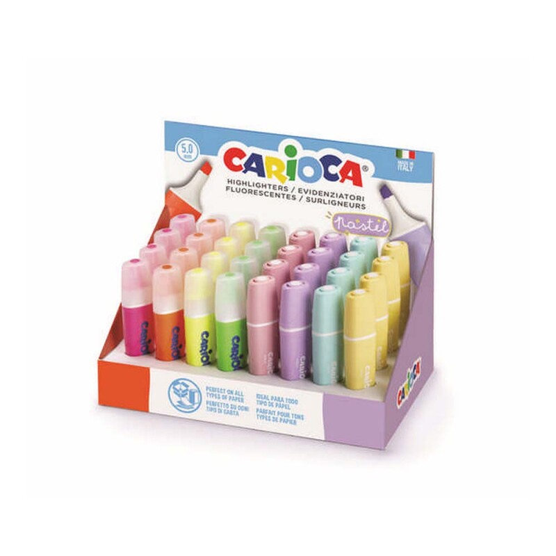 CARİOCA 43184 PASTEL+FOSFORLU İŞARETLEME KALEMİ 32Lİ STAND 8 RENK - 1