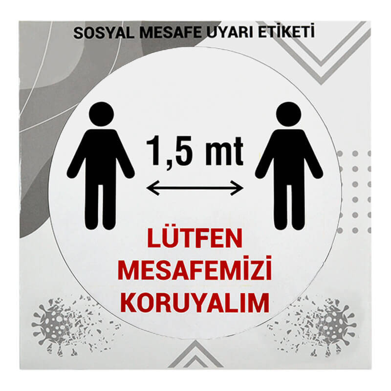 DOĞUŞ SM102 SOSYAL MESAFE UYARI ETİKETİ 10 LU - 1