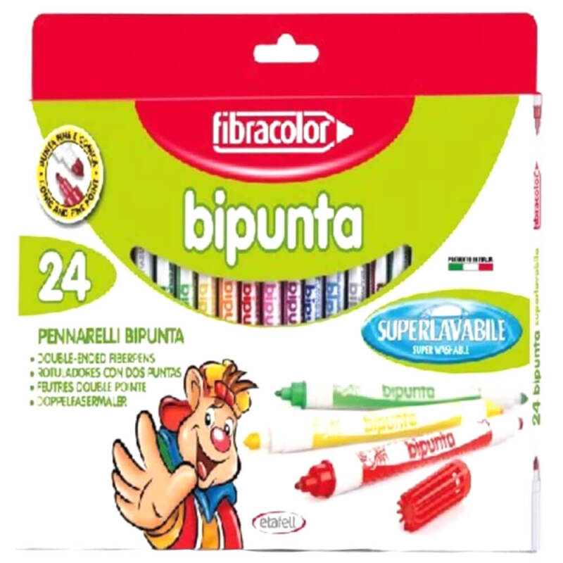 FİBRACOLOR BİPUNTA 24R.ÇİFT UÇLU KEÇELİ KAL.10544S - 1