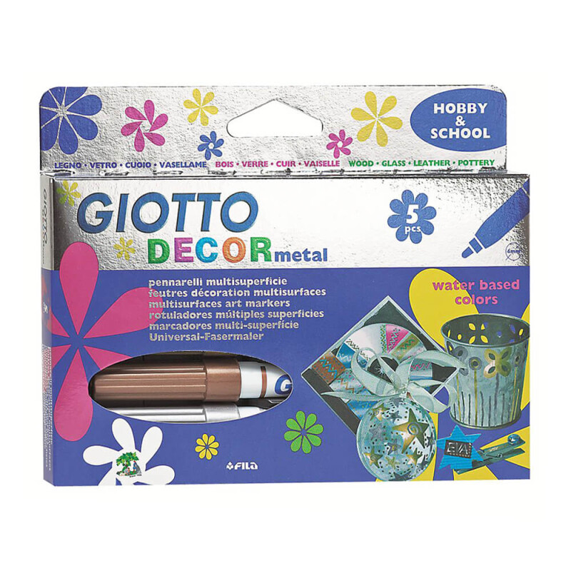 GIOTTO 452900 DECOR METALİK BOYA 5 RENK ASKILI - 1