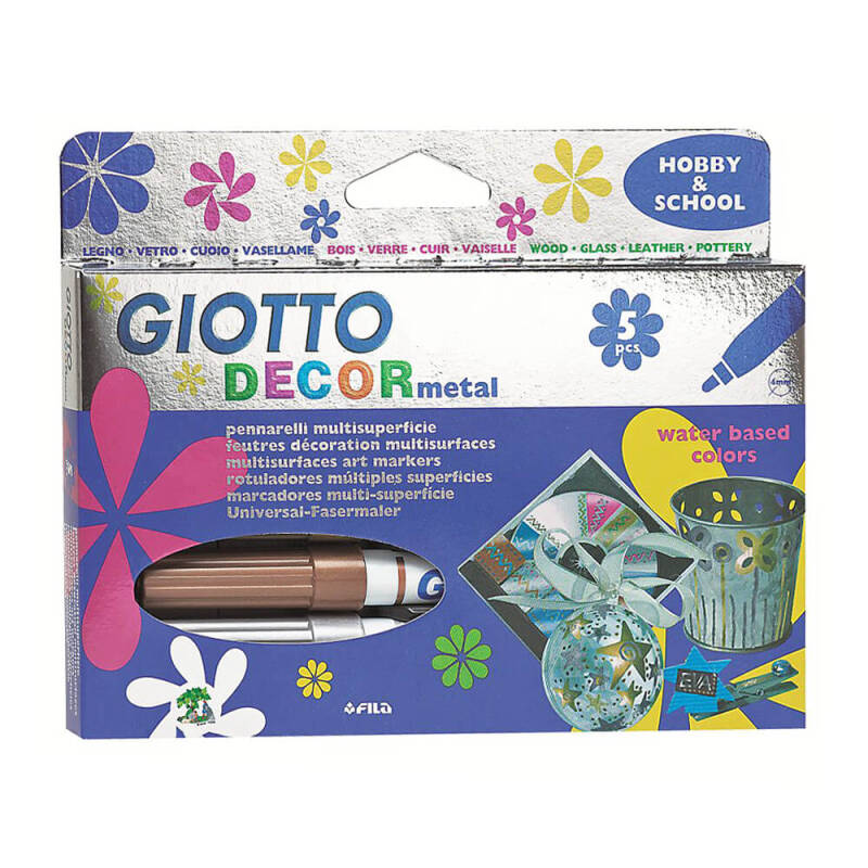 GIOTTO 452900 DECOR METALİK BOYA 5 RENK ASKILI - 1