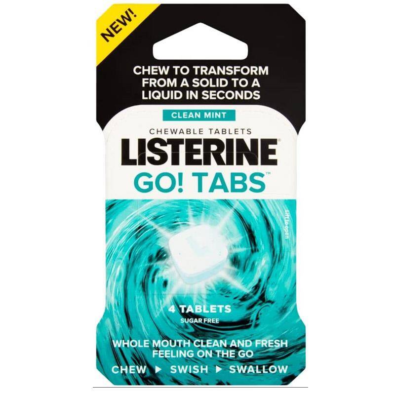 Listerine Go! Tabs Clean Mint Çiğneme Tableti 4lü - 1