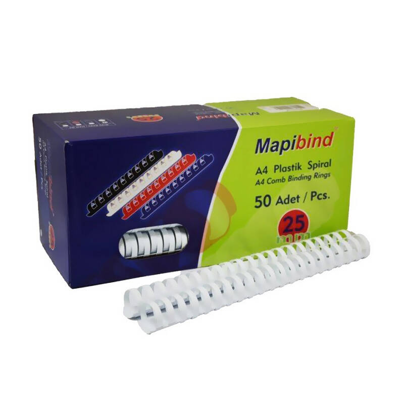 MAPİ 201 25 00 PLASTİK SPİRAL 25MM BEYAZ 50Lİ - 1