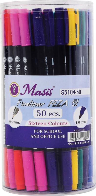 MASİS S5104-50 FİNELİNER FEZA 51,İKİ UÇLU,İNCE-KAL - 1