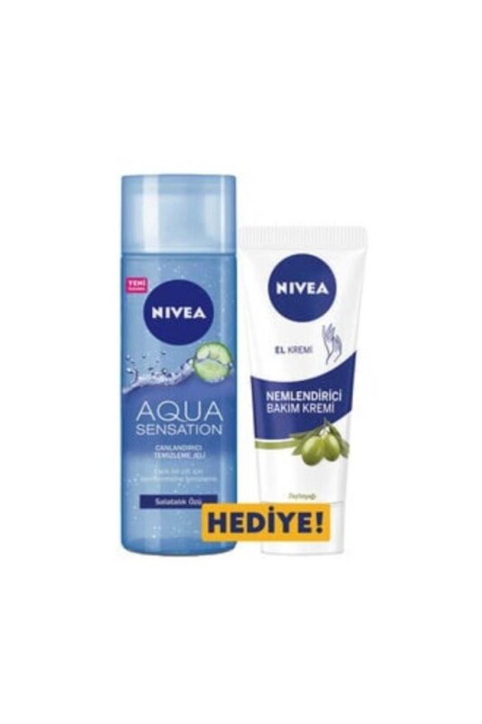 Nivea Aqua Sensation Canlandırıcı Yüz Temizleme Jeli 200 ml + El Kremi 75ml - 1