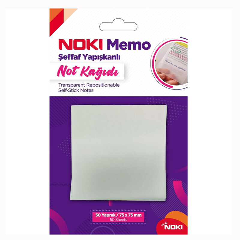 Noki Memo 75X75 Şeffaf Yapışkanlı Not Kağıdı 50 Yaprak - 1