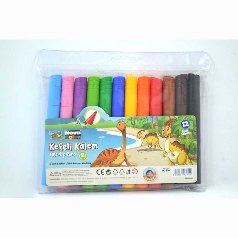 NOVA COLOR NC-626 KEÇELİ KALEM JUMBO 12Lİ SET - 1