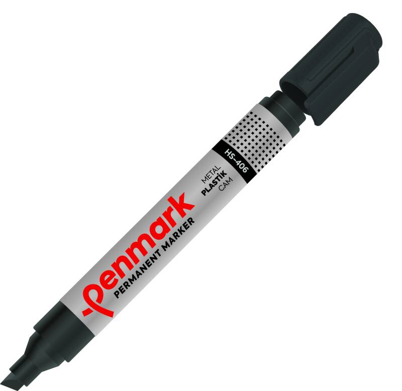 PENMARK HS406 01 PERMANENT MARKER KESİK UÇ SİYAH - 1