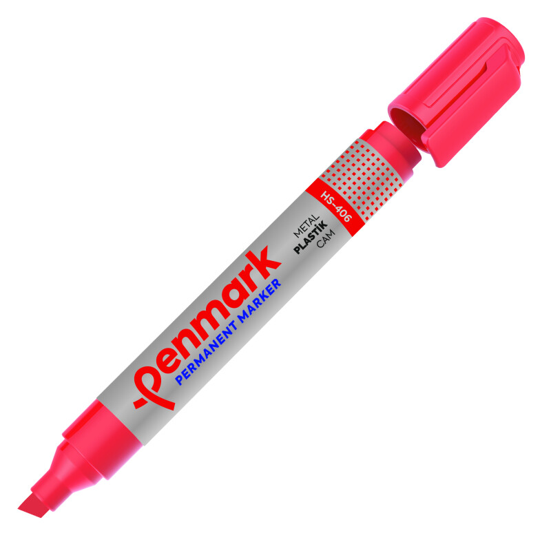 PENMARK HS406 03 PERMANENT MARKER KESİK UÇ KIRMIZI - 1