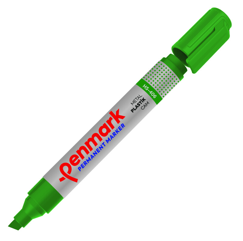 PENMARK HS406 04 PERMANENT MARKER KESİK UÇ YEŞİL - 1