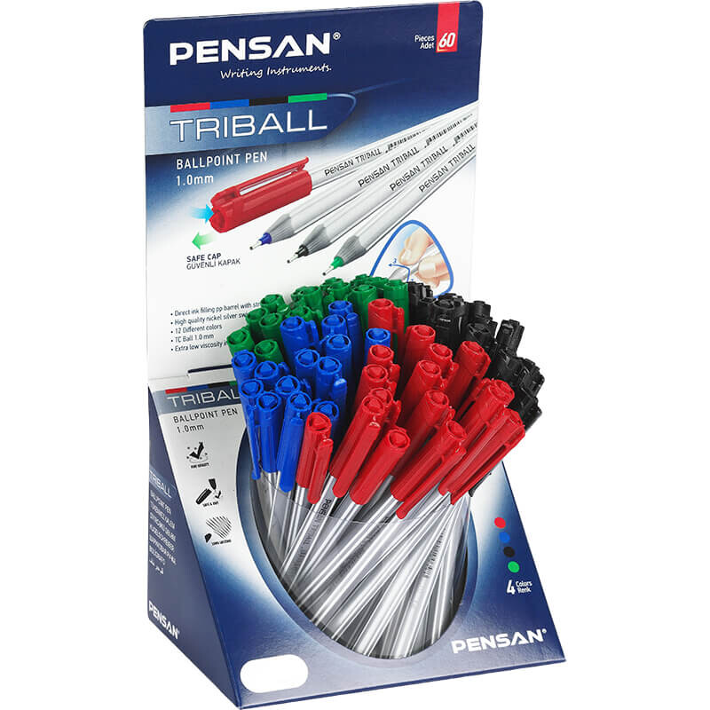 PENSAN 01003 TRİBALL TÜKENMEZ KALEM RENKLİ 60LI STN - 2