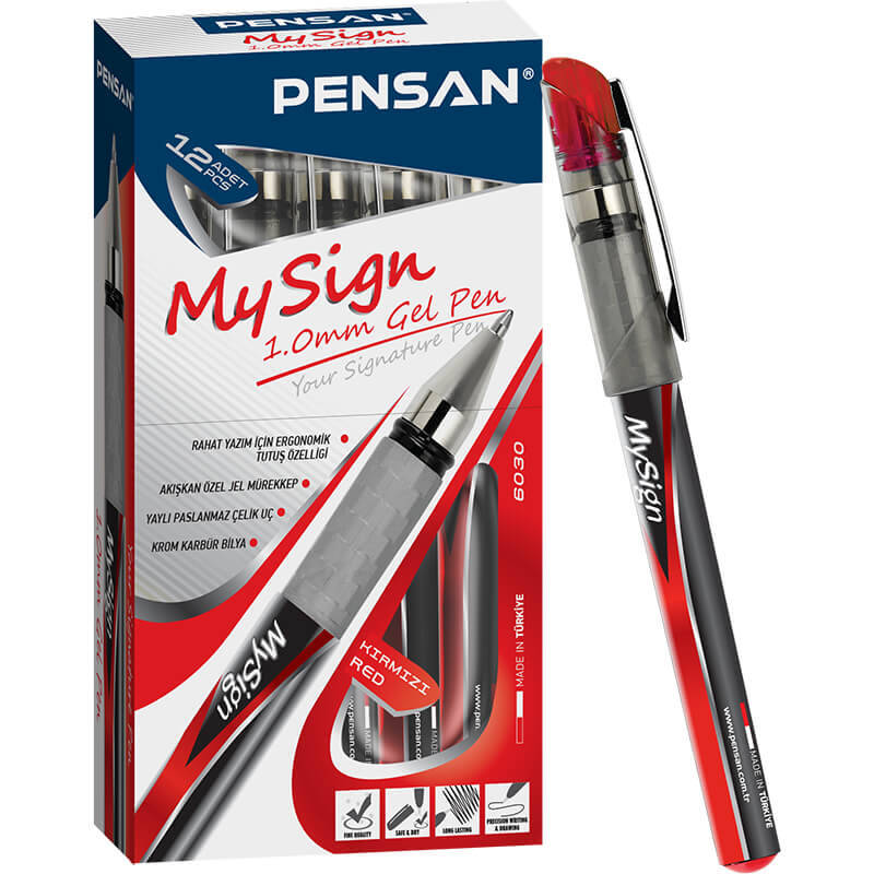 PENSAN 6030 MY SİNG JEL ROLLER KALEM KIRMIZI 1.0 - 2