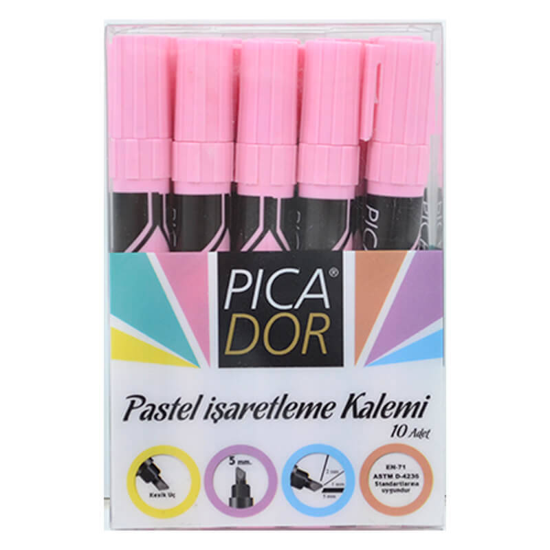 PİCADOR 421 PASTEL FOSFORLU KALEM PEMBE - 1