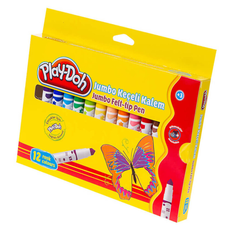 PLAY-DOH KE010 KEÇELİ KALEM KARTON 12 RENK 8 MM - 1