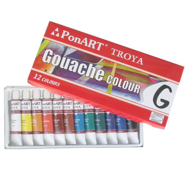 PONART G1212 GUAJ BOYA SETİ 12 RENK 12ML TÜP - 1