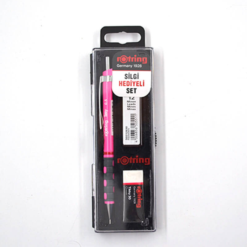 ROTRİNG 3LÜ OKUL SETİ 05MM NEON PEMBE VERSATİL+MİN+SİLGİ - 1