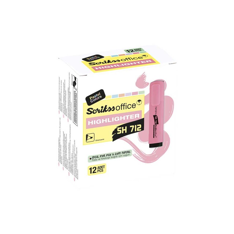 SCRİKSS SH712 FOSFORLU PASTEL PEMBE 12Lİ KT - 1