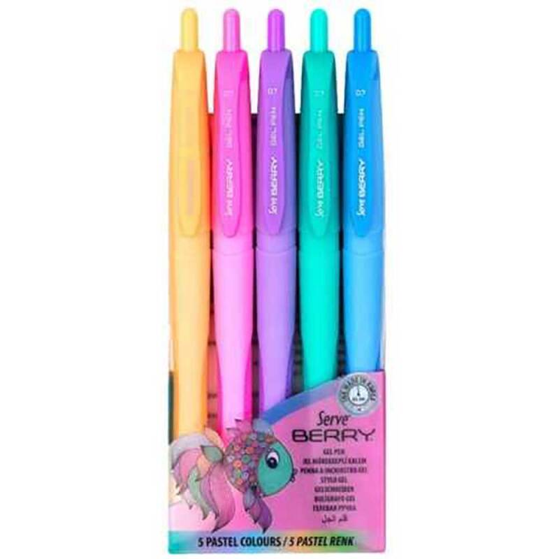 SERVE BERRY JEL KALEM 07MM PASTEL KARMA 5Lİ - 1