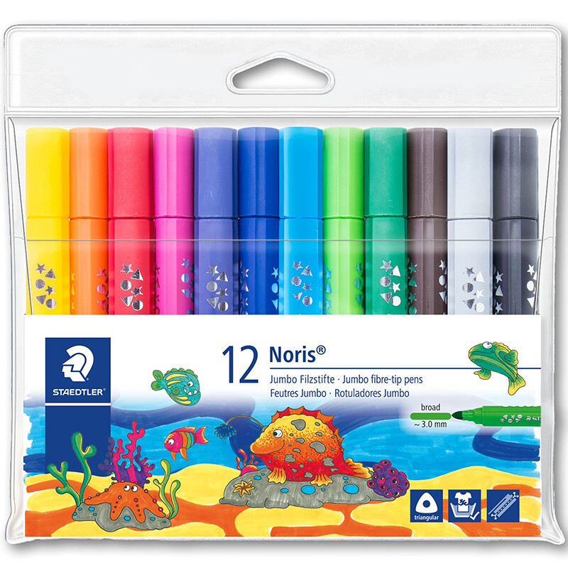 STAEDTLER 328-WP12 NRIS CLP JUMBO ÜÇGN KEÇLİ K 12Lİ - 1