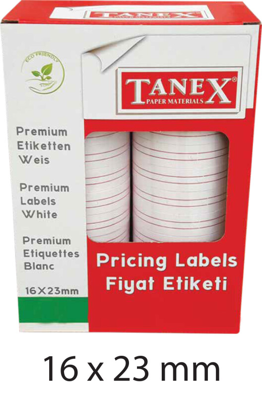 TANEX 16X23MM TANEX FİYAT ETİKETİ ÇİZGİLİ BEYAZ - 1