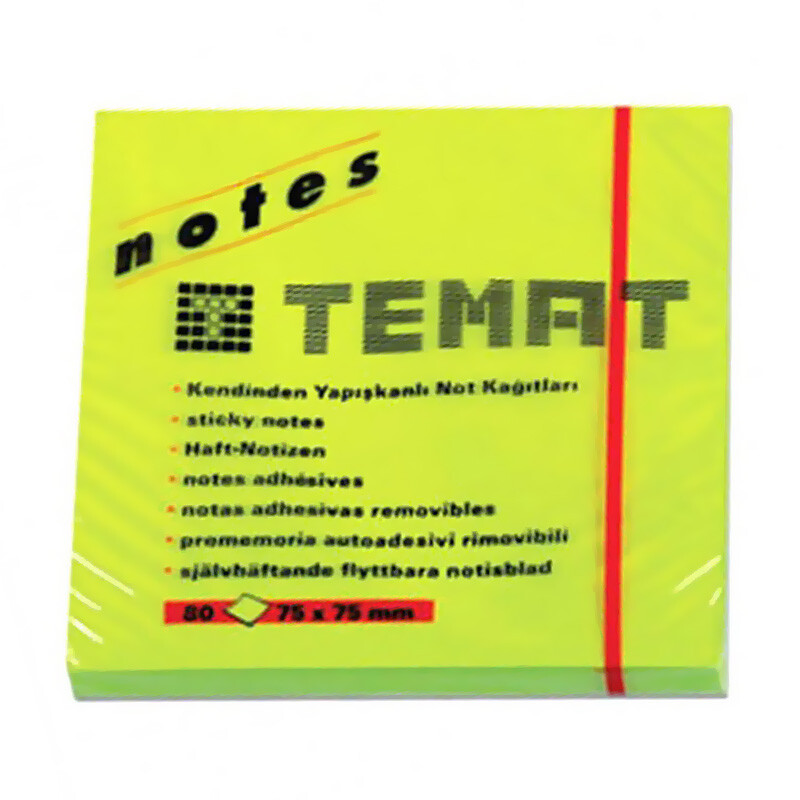 TEMAT 10935 YAPIŞKANLI NOT KAĞIDI 75X75 YEŞİL - 1