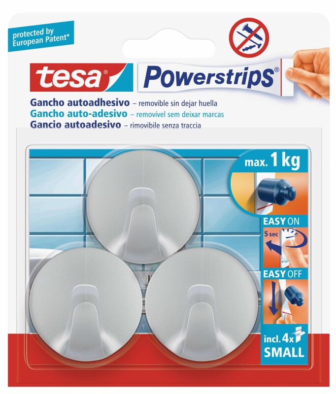 TESA 57578 POWERSTRIPS HOOKS ASKI SM MAT KROM - 1