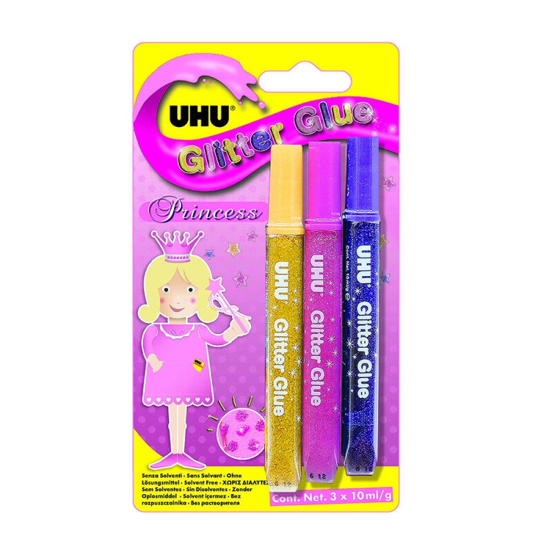 UHU YAPIŞTIRICI GLITTER GLUE PRINCESS 3LU BL 46430 - 1