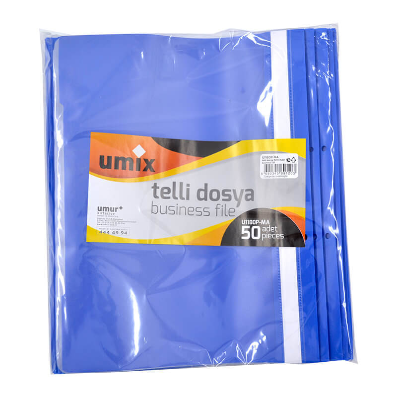 UMİX TELLİ DOSYA 50 Lİ MAVİ A4 1180P-MA PLUS - 1